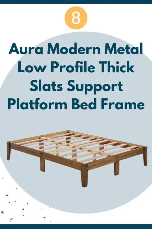 Aura Modern Metal Low Profile Thick Slats Support Platform Bed Frame